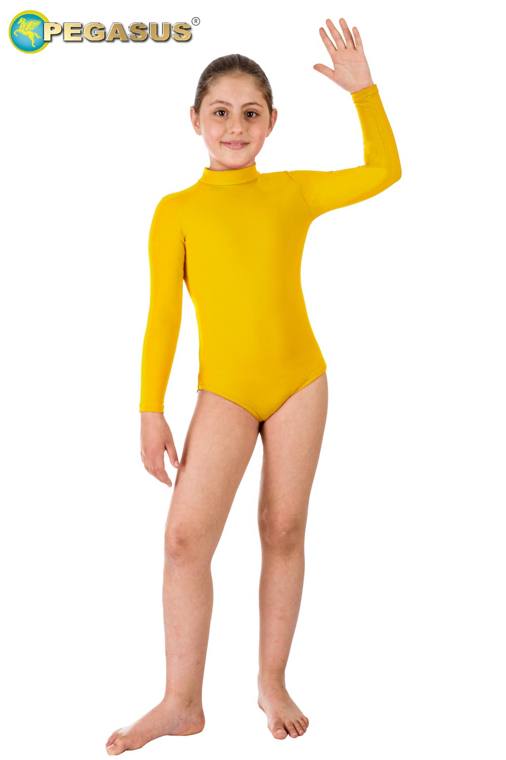 BODY DANZA COLLO ALTO LYCRA GIALLO BAMBINA